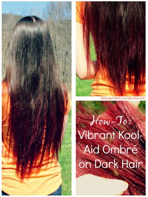 Dying hair can bring out the more colorful side of a person. How To Vibrant Kool-Aid Ombre on Dark Hair Tutorial black ...
