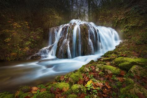 Online Crop Waterfall And Trees Nature Long Exposure Waterfall
