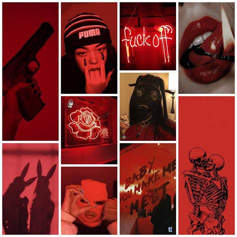 Red Grunge Aesthetic Wall Collage Kit Bad Girl Collage Etsy