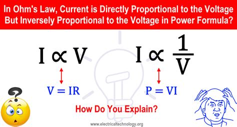According To The Ohms Law I ∝ V But I ∝ 1v In Power Equation How