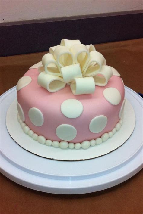 Pink Dots And Bow Cake