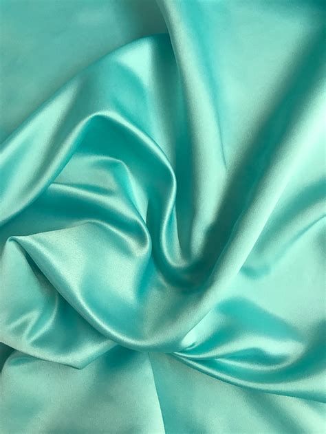 Aqua Blue Dull Satin Fabric By The Yard Duchess Satin Peau Etsy