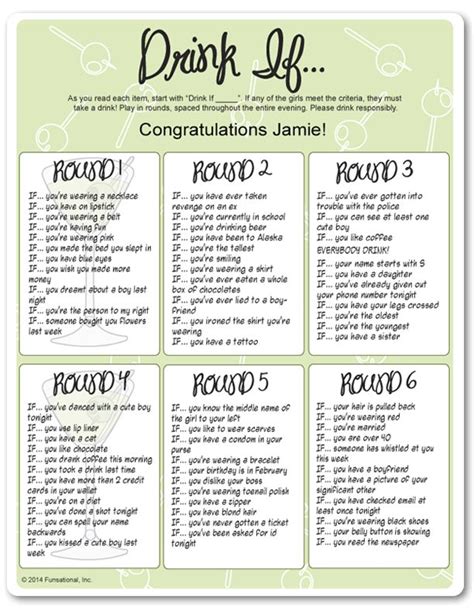 Printable Drink If Girls Night Drinking Games Drinking Games For