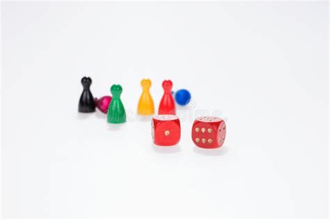 Two Red Dice With Board Game Figures Stock Image Image Of Partner