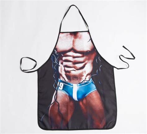Freeshipping Novelty Muscle Man Printed Kitchen Apron Funny Cooking