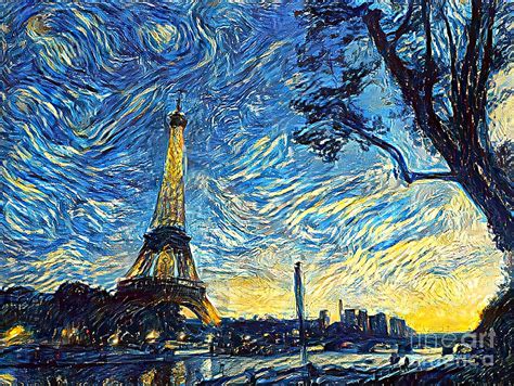 Starry Night Eiffel Tower Van Gogh Painting By Edy Gunawan Fine Art