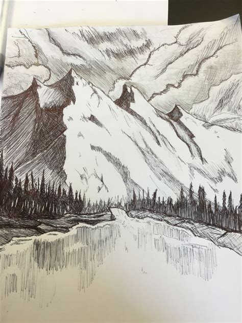 Mountains Drawing Nature Art Drawings Landscape Sketch Landscape