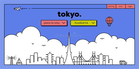 Tokyo Modern Web Banner Design With Vector Linear Skyline Stock Vector
