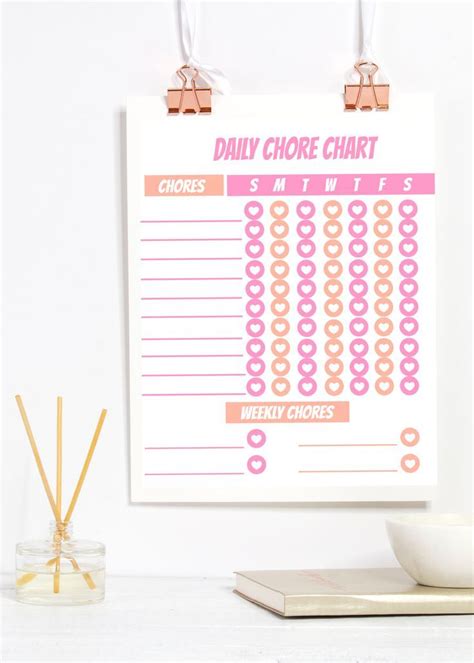 Daily Chore Chart Free Printable Pink And Orange The Clever Side