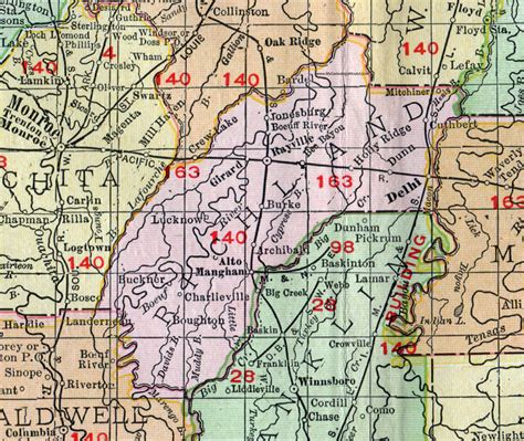 Richland Parish Louisiana 1911 Map Rand Mcnally Rayville Delhi