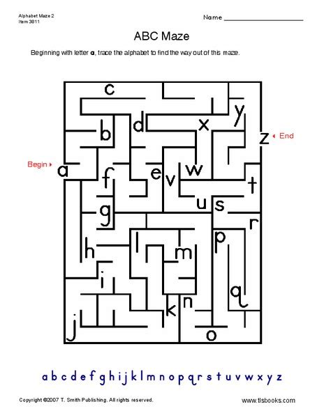Abc Maze Worksheet For Kindergarten 2nd Grade Lesson Planet