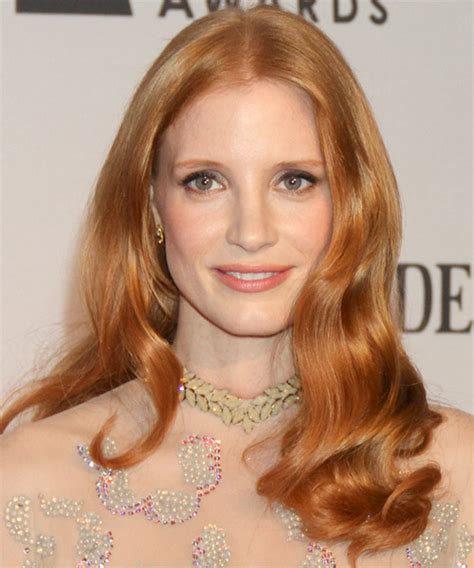 Jessica Chastain Long Wavy Formal Hairstyle Light Red Ginger Hair Color