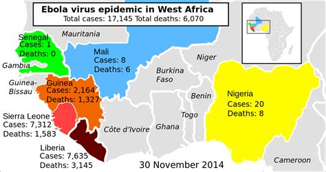 Following its subsequent spread to liberia, sierra leone and nigeria. File:2014 ebola virus epidemic in West Africa.svg ...