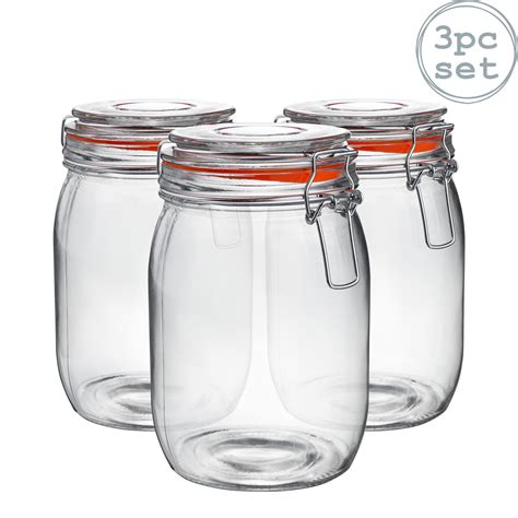 Verre De Stockage Jars Airtight Clip Top Conserver La Pot Litre X Ebay
