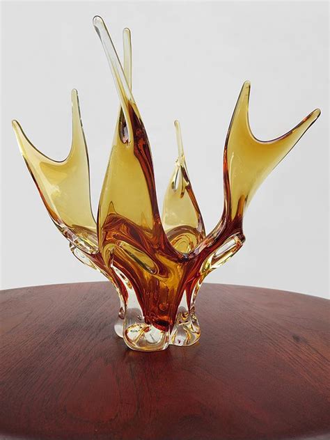 Chalet Amber 8 Point Vase From C 1960 Gorgeous Glass Chalet Glass Glass Art