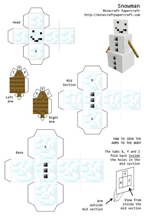 5easy Minecraft Papercraft Snow Golem Mini Kubesinsanity