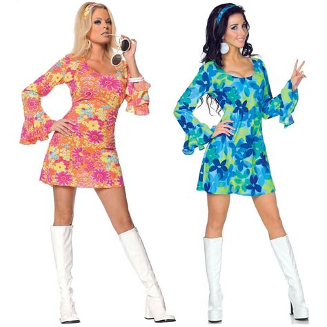 Adults Ladies 1960s 1970s Hippie Disco Diva Fancy Dress Costume Outfit