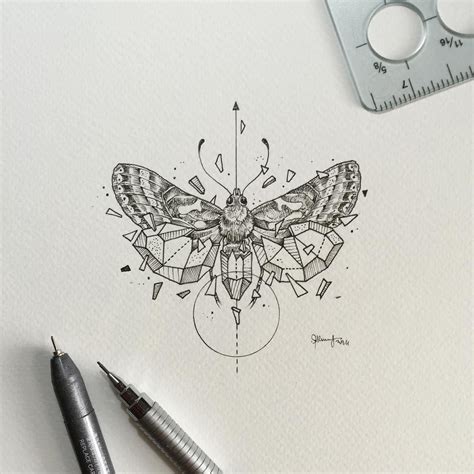 Geometric Beasts Moth Kerby Rosanes Insect Tattoo Geometric