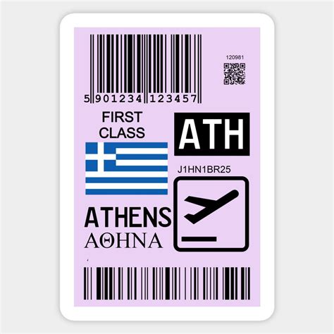 Athens Greece Travel Ticket Sticker