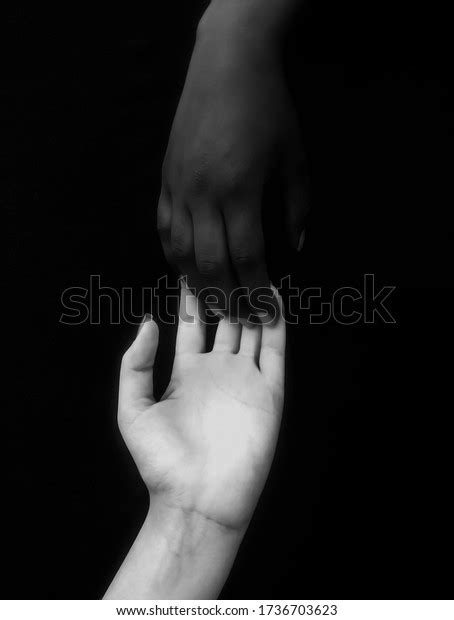 Monochromatic Photo Two Black White Hands Stock Illustration 1736703623