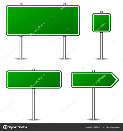 Illustration Green Road Signs White Background Stock Vector Image By