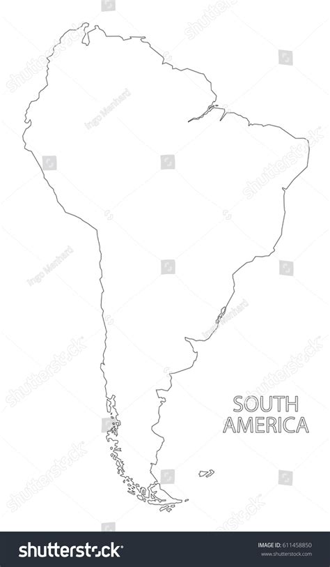 South America Outline Silhouette Map Illustration Stock Vector Royalty