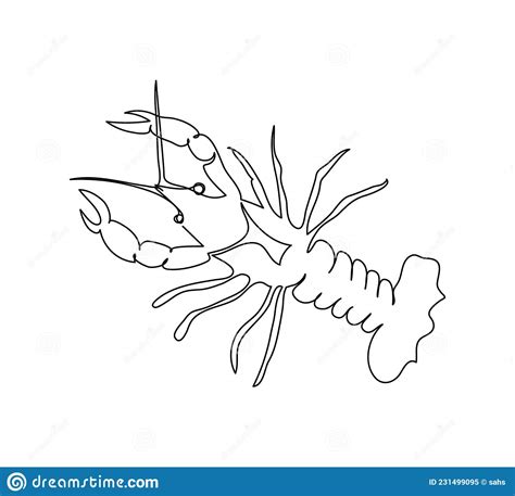 Crayfish Lobster Continuous Line Drawing One Line Art Of Arthropods