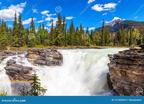 Athabasca Falls In Jasper National Park Alberta Canada Stock Photo