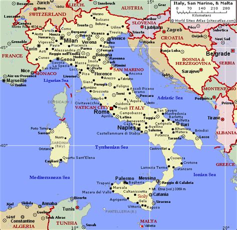 Political Map Of Italy And Malta World Sites Atlas Mapa Da Itália