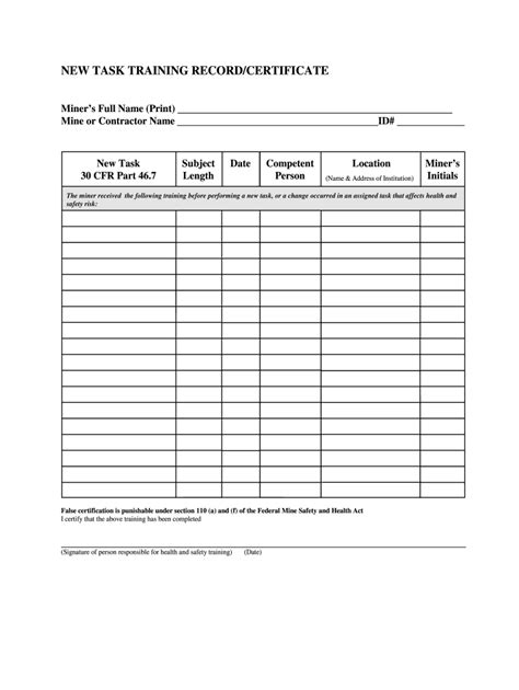 New Task Training Recordcertificate Fill And Sign Printable Template