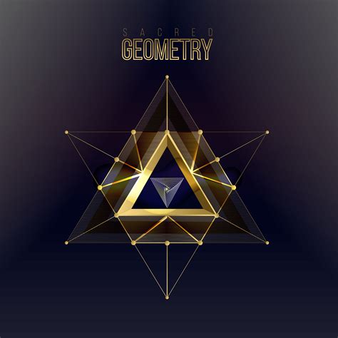Sacred Geometry Isolated Gold Shapes On Dark Color