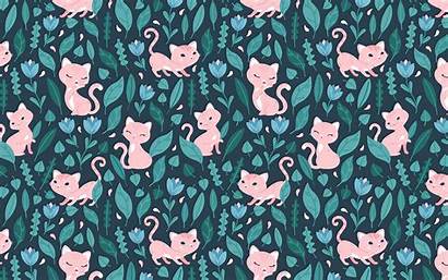 Cat Flowers Pattern Leaves Widescreen Wallpaperscraft