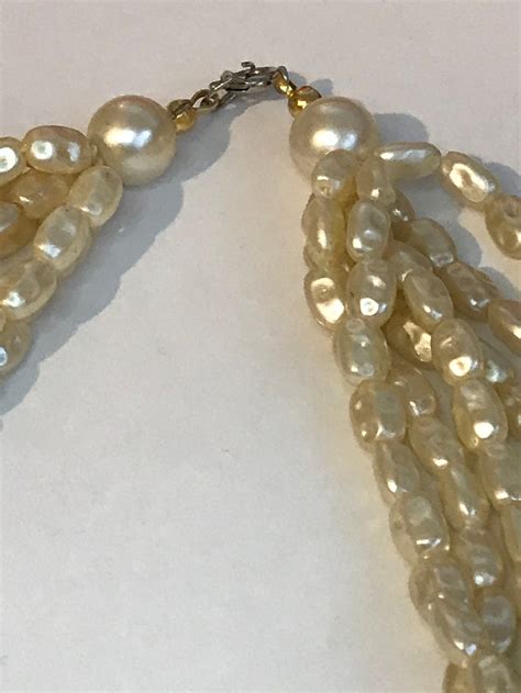 Vintage Faux Seed Pearl Multi Strand Necklace Very S Etsy
