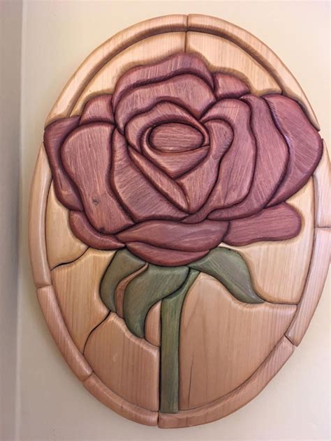 Intarsia Rose Flower Intarsia Wood Intarsia Wood