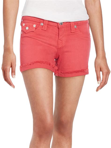 Lyst True Religion Mid Cut Off Denim Shorts In Red