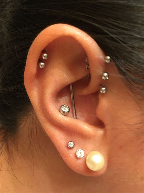 My Piercings 3 Lobes Conch Double Cartilage Conch Industrial Triple Forward Helix Earings
