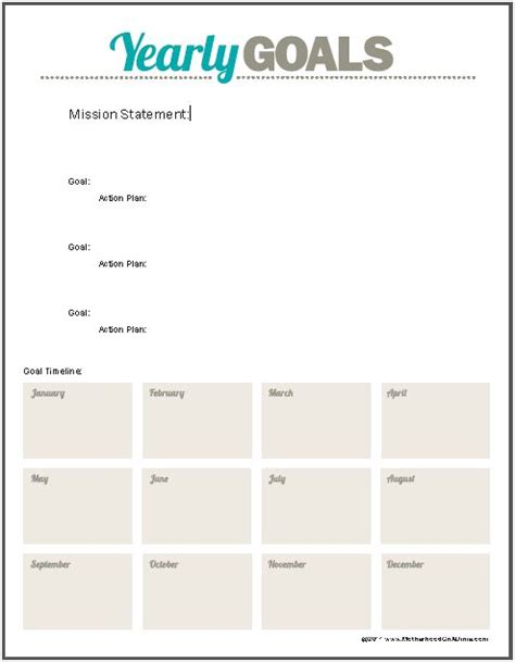 Printable Goal Sheet With Room For Your Action Plan And