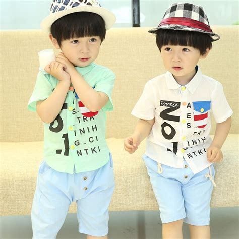 Fashion 2 Colors 2 7t Baby Children Sets Cotton Letters Printed Tshirt