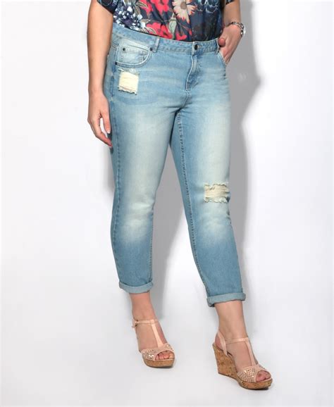 Jeans Ripped And Cropped Moms Jeans Krisp