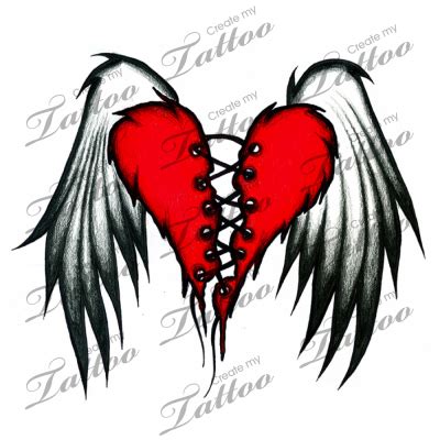 Marketplace Tattoo Stitched Heart #2585 | Heart with wings tattoo, Broken wings tattoo, Broken ...