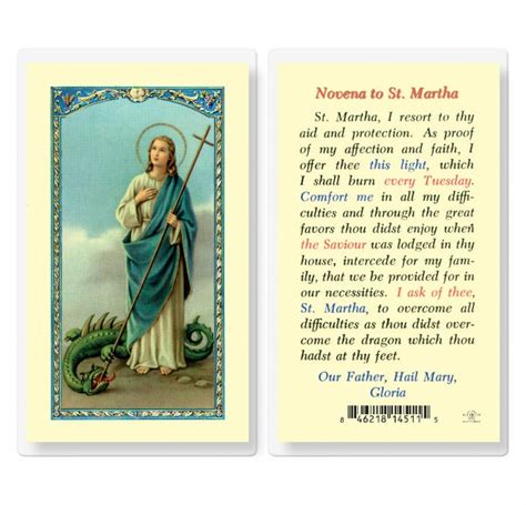 Saint Martha Novena Laminated Holy Card 25 Pack Buy Religious