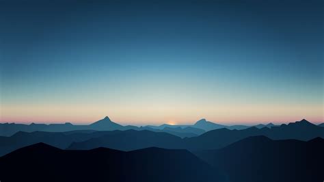 5k Cgi Dark Mountains Sunrise Minimal Wallpaper