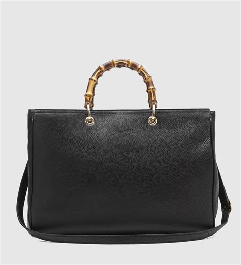 Lyst Gucci Bamboo Leather Tote In Black