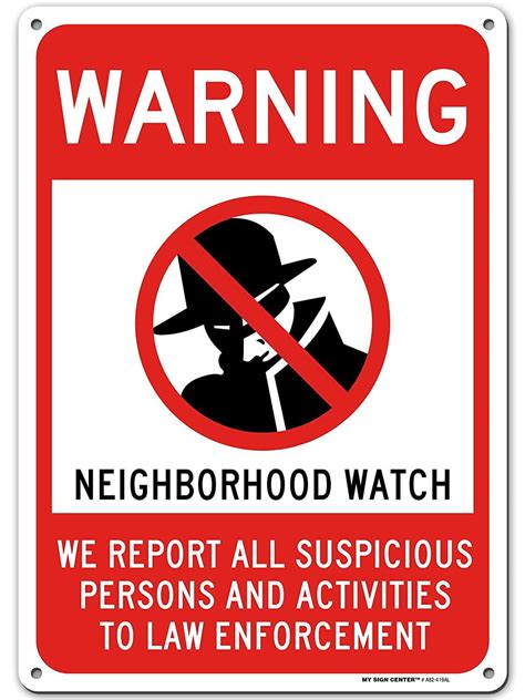 Warning Neighborhood Watch Sign Suspicious Activity Report to Police ...