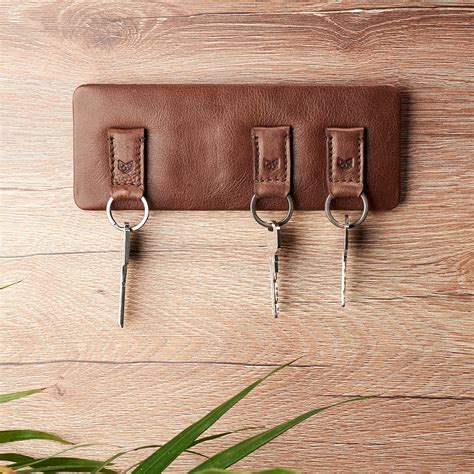Magnetic Key Holder Tobacco 2 Keychains Capra Leather Touch Of