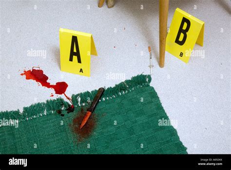 Crime Scene With Evidence Markers Stock Photo Alamy