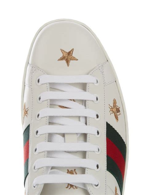 Bee And Star Embroidered Low Top Leather Trainers Gucci