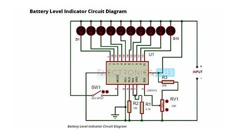 [Solved] Draw a battery level indicator circuit with 10 LEDs for