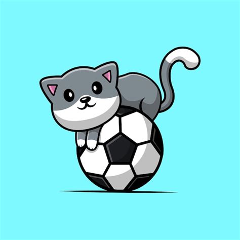 Premium Vector Cute Cat On Soccer Ball Cartoon Vector Icon Illustration