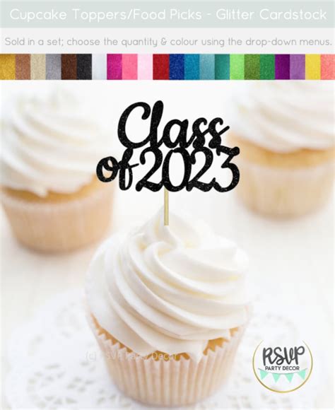 Class Of 2023 Cupcake Toppers Graduation Party Decorations Etsy Australia